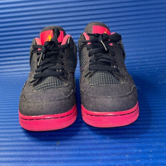 Size 8.5Y- GS Nike Air Jordan 4 Retro 487724-408 Denim Obsidian Pink W- 10 - Picture 3 of 8